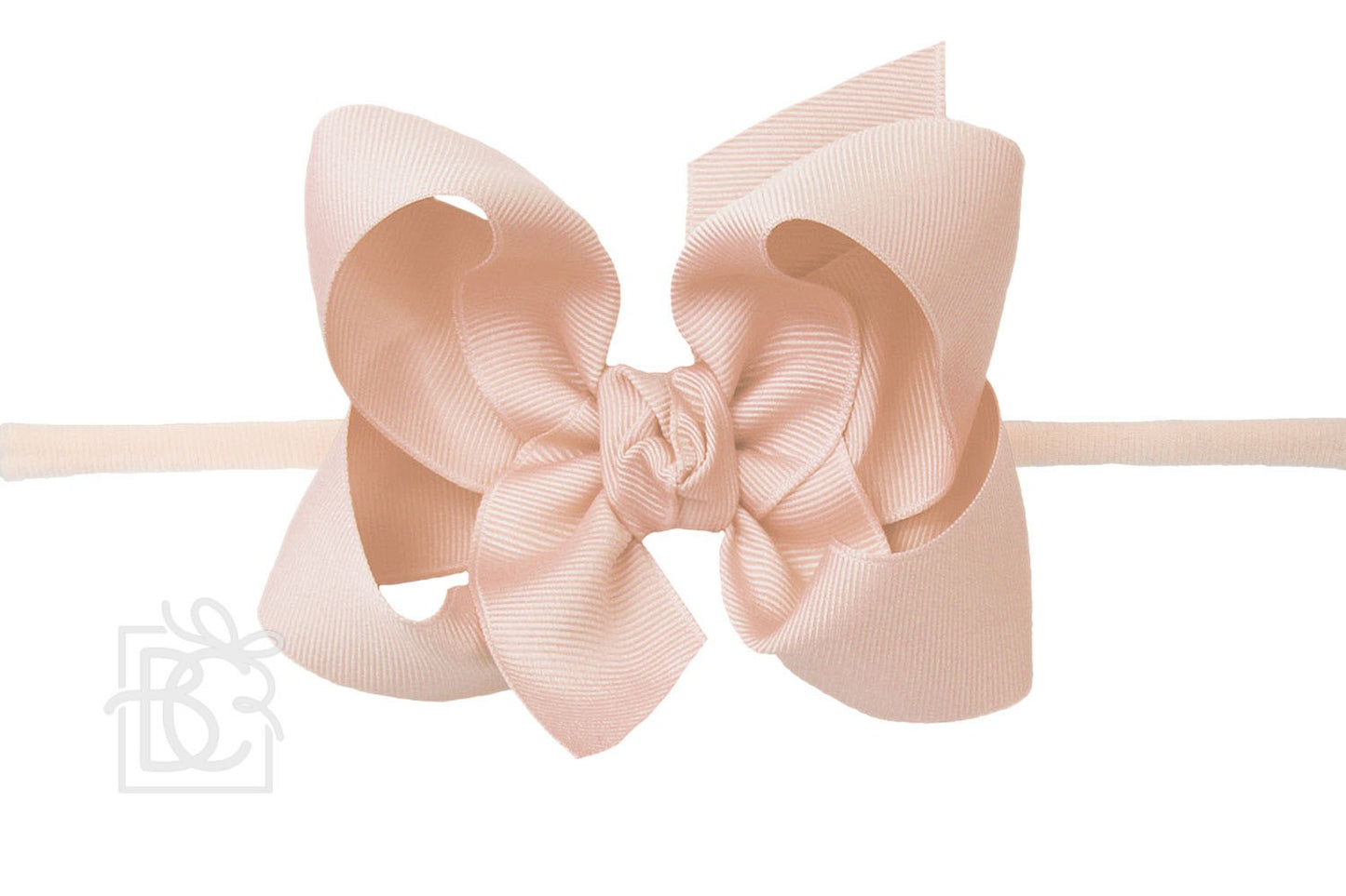 Beyond Creations Girls 1/4" Pantyhose Headband with Attached Bow - Grosgrain - Light Coral