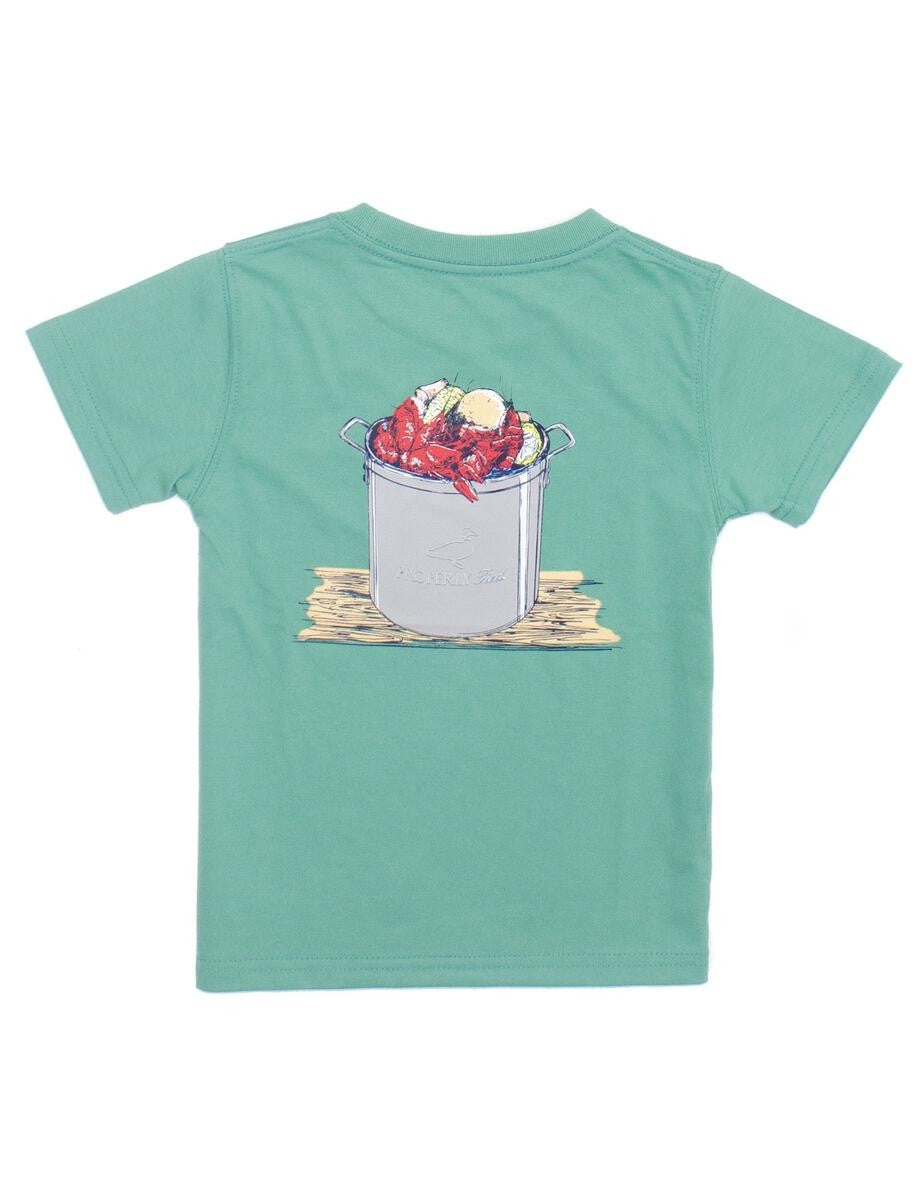 Properly Tied T-Shirt - Logo Pocket on Front - Back Graphic - Summer's Catch - Ivy Green by Properly Tied
