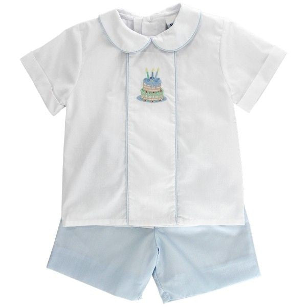Bailey Boys Baby Blue Birthday Cake Dressy Shorts Set by Bailey Boys