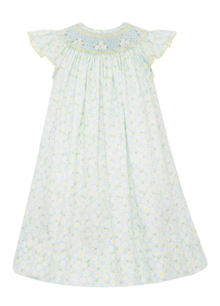 Claire & Charlie Girls Daisy Print Smocked Bishop Dress