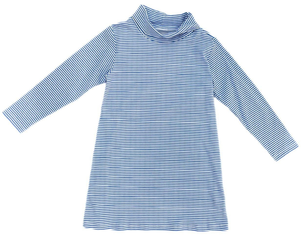 James & Lottie Girls Lanier Knit Turtleneck Dress - Royal Blue Stripes