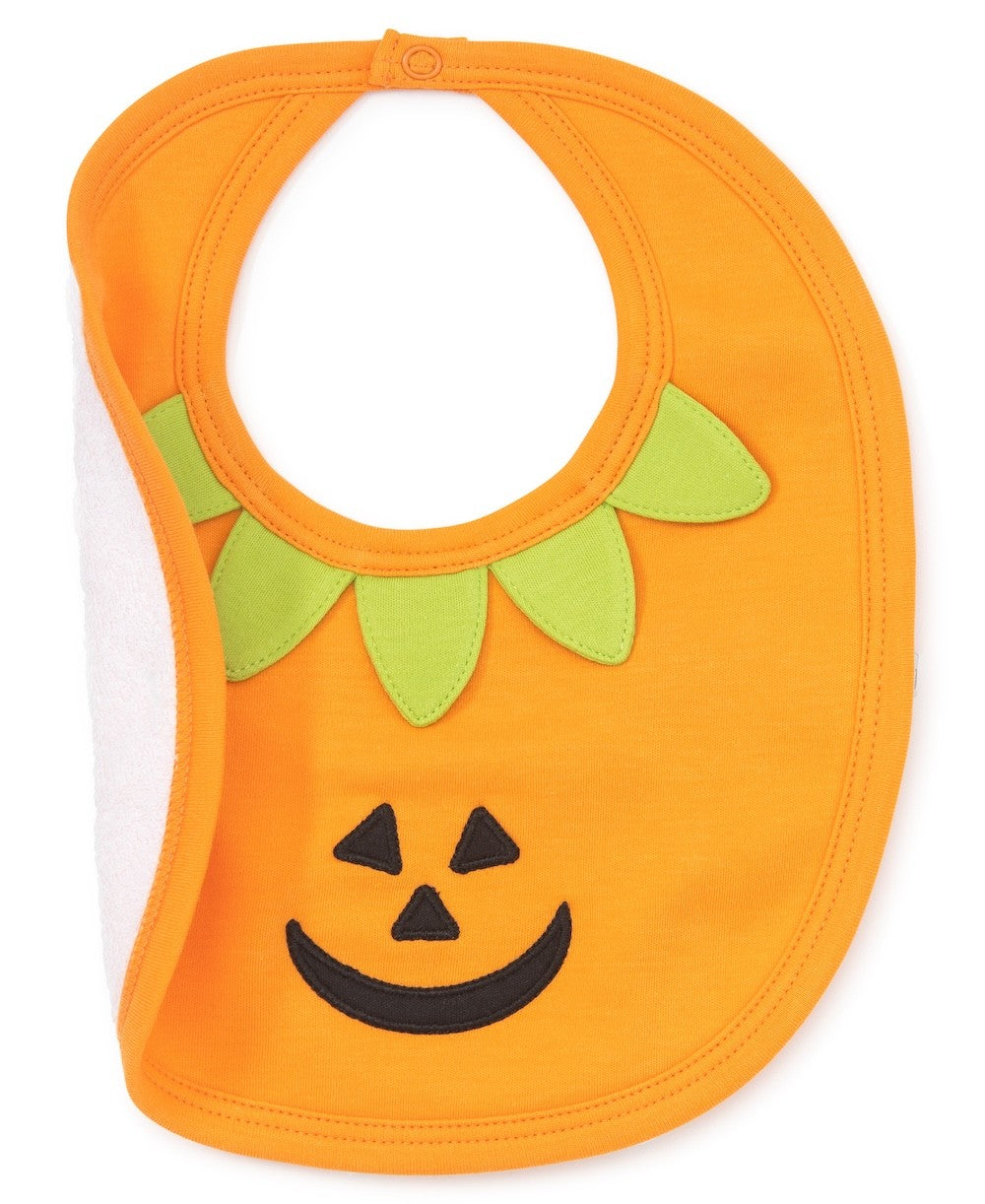 Kissy Kissy Baby Bib - Orange Halloween Pumpkin Jack O'Lantern