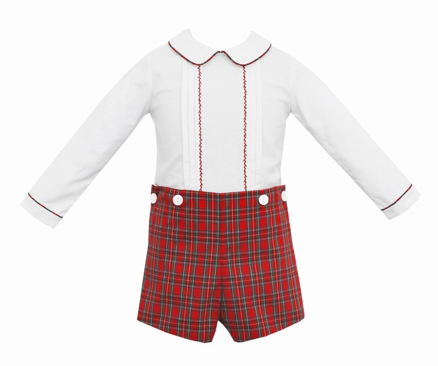 Claire & Charlie Baby / Toddler Boys Red Holiday Plaid Button On Shorts Set