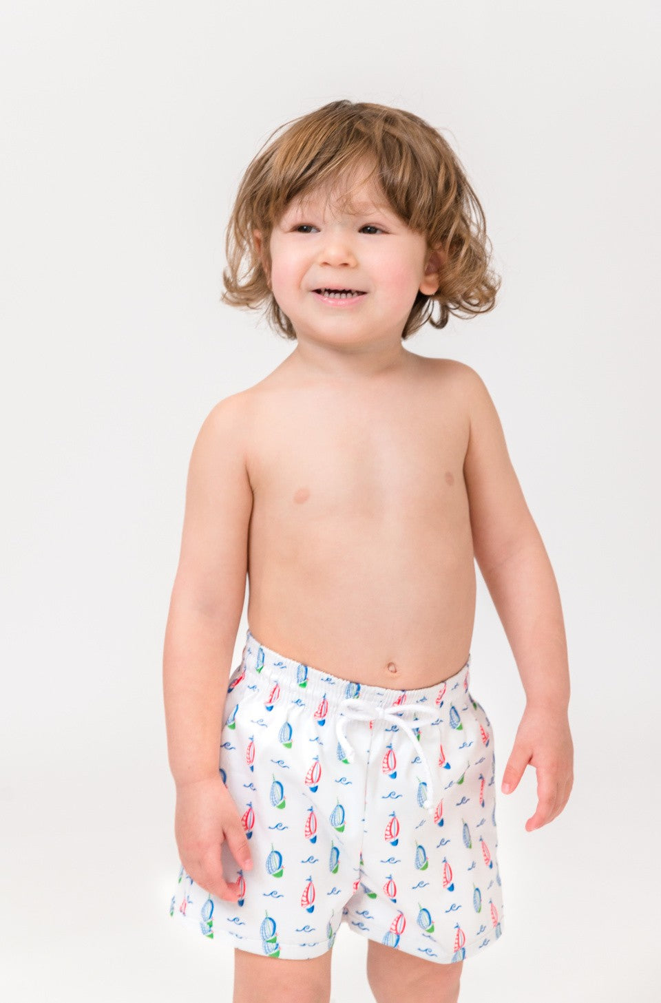 Proper Peony Boys Swim Trunks - Sawyer Sailboats