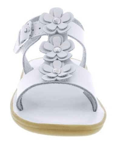Footmates Girls Sustainable Flower Sandals - Eco-Jasmine Microfibre - White