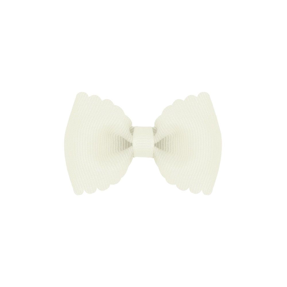 Wee Ones Girls Scallop Edge Bow - Tiny Bow Tie - Antique White