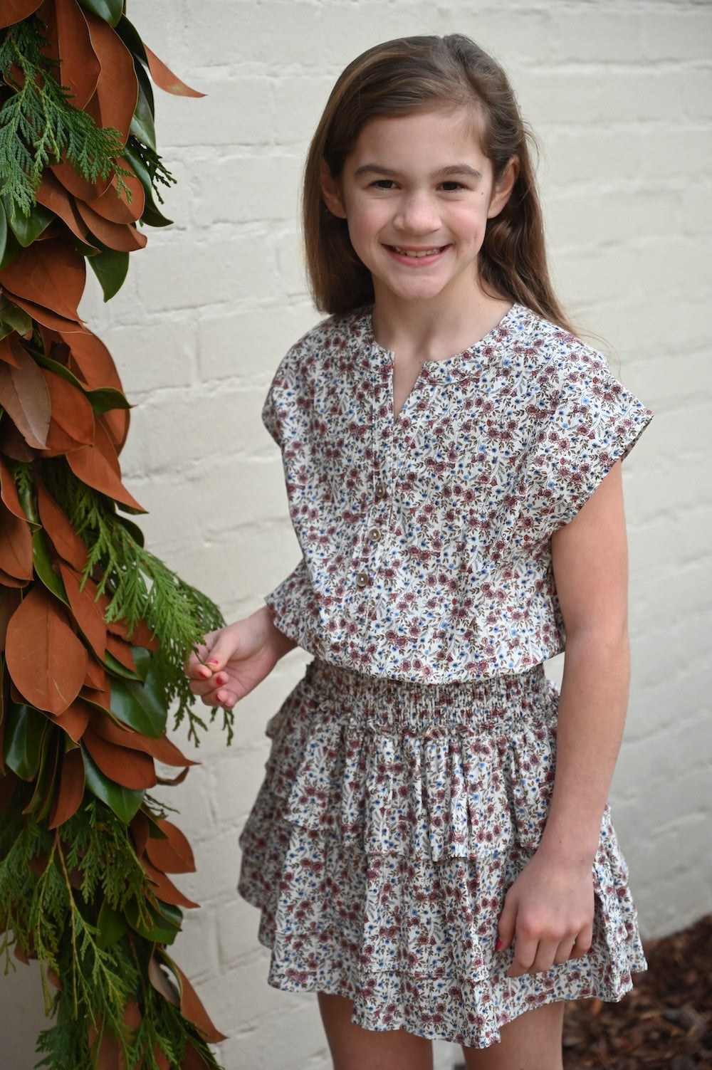 pleat Collection Girls Smocked Dress - Drew - Autumn Floral