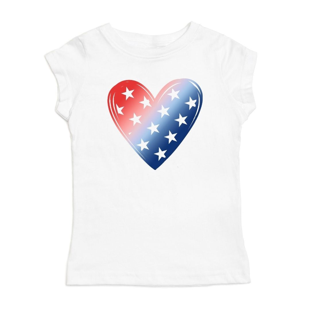 Sweet Wink Girls White Shirt - Patriotic Tie Dye Heart