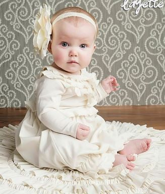 Lemon Loves Lime Layette Infant Girls Jenna Gown - Eggnog Ivory