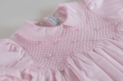 Feltman Brothers Baby / Toddler Girls Scalloped Pearl Smocked Dress - Pink by Feltman Brothers