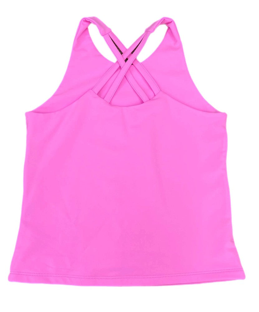 Be Elizabeth by James & Lottie Girls Athleisure Cross Back Top - Cotton Candy Pink