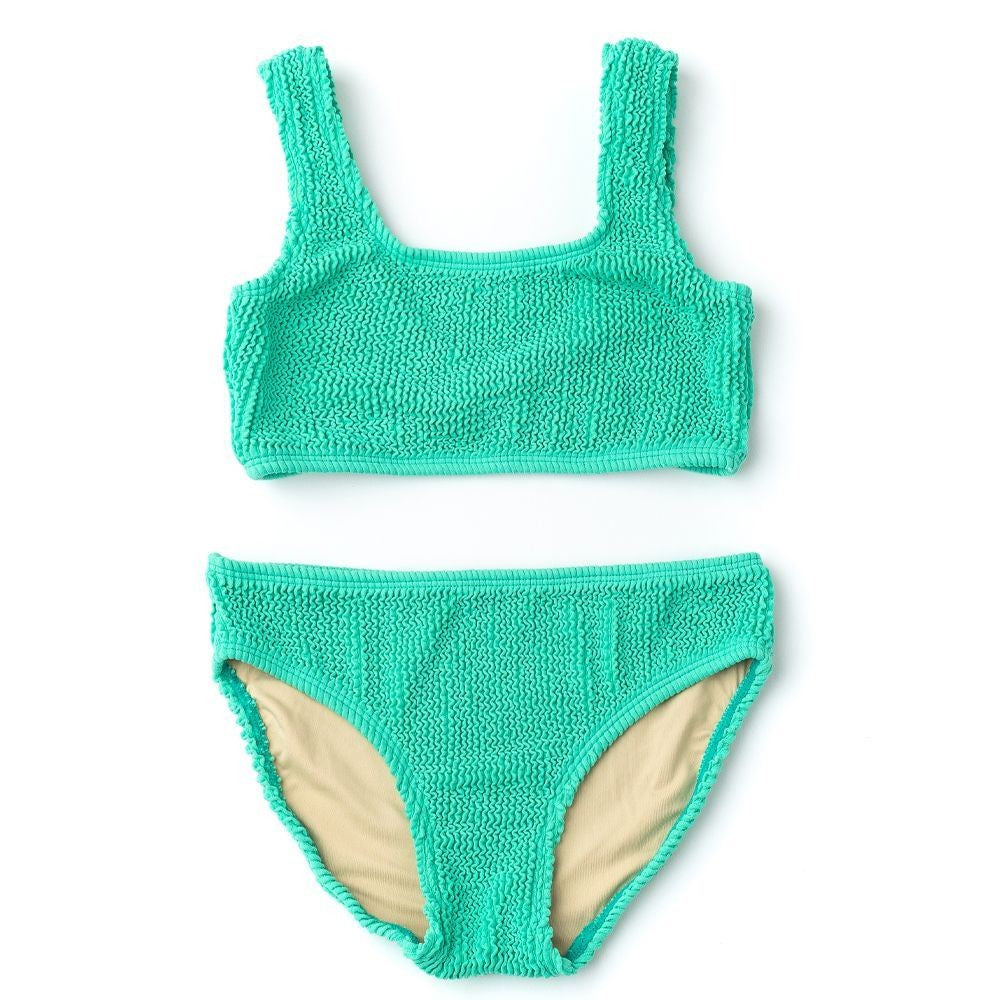Shade Critters Girls Two Piece Swimsuit - Green Crinkle
