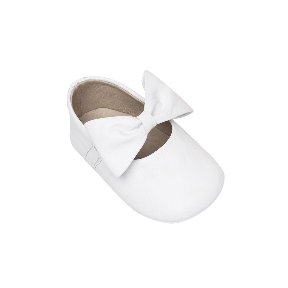 Elephantito Baby Shoes - Girls Ballerina with Bow - White