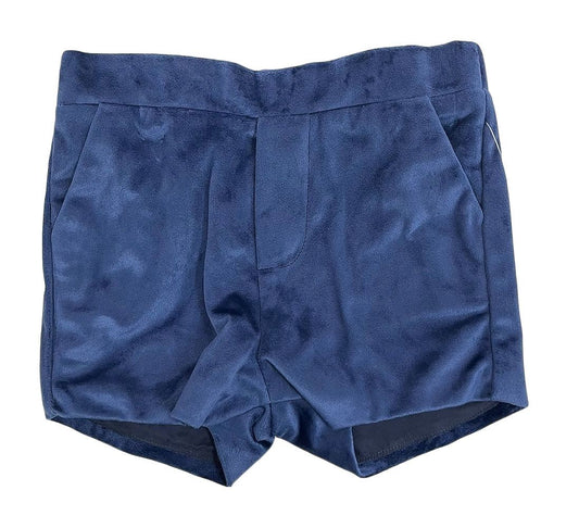Luli & Me Boys Dressy Velvet Shorts - Navy Blue