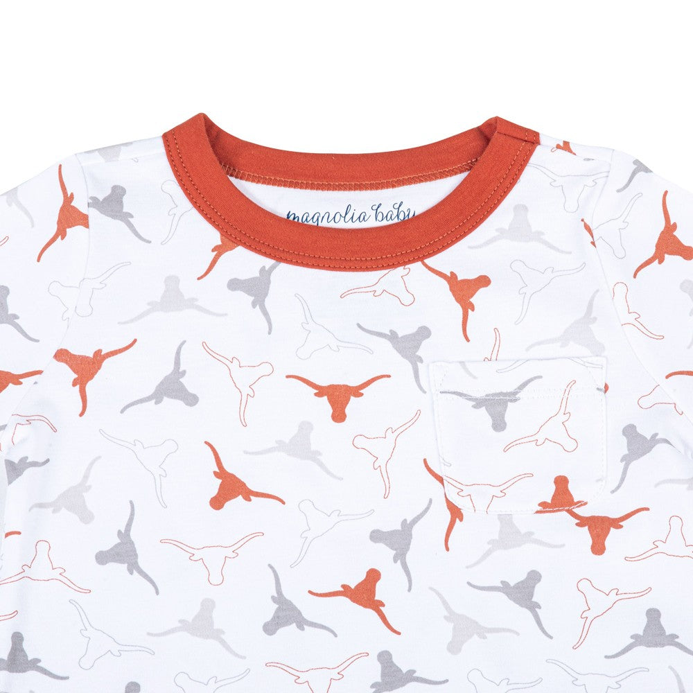 Magnolia Baby Girls Lil' Texas Longhorn Orange Nightdress