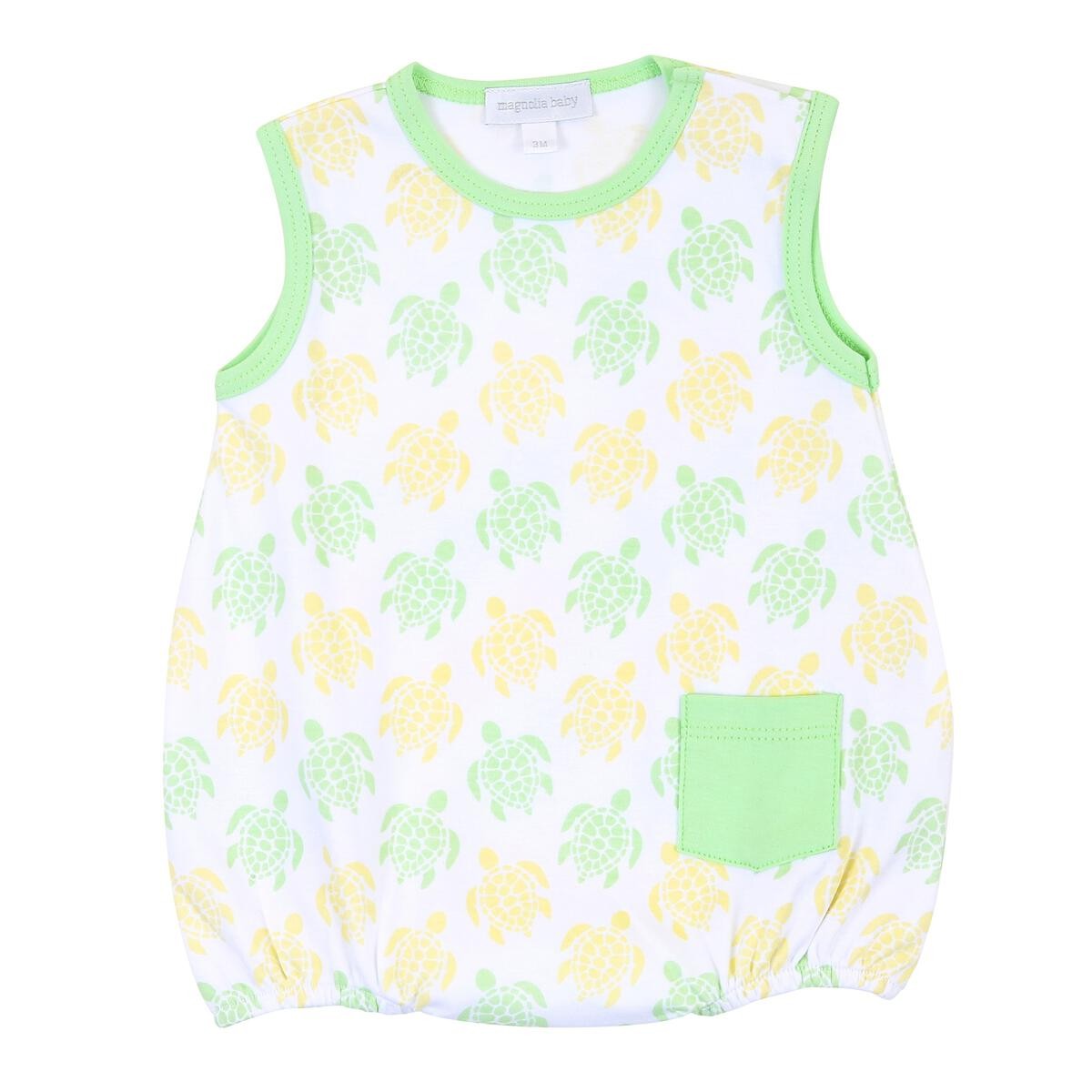 Magnolia Baby Sea Turtles Printed Sleeveless Bubble - Green