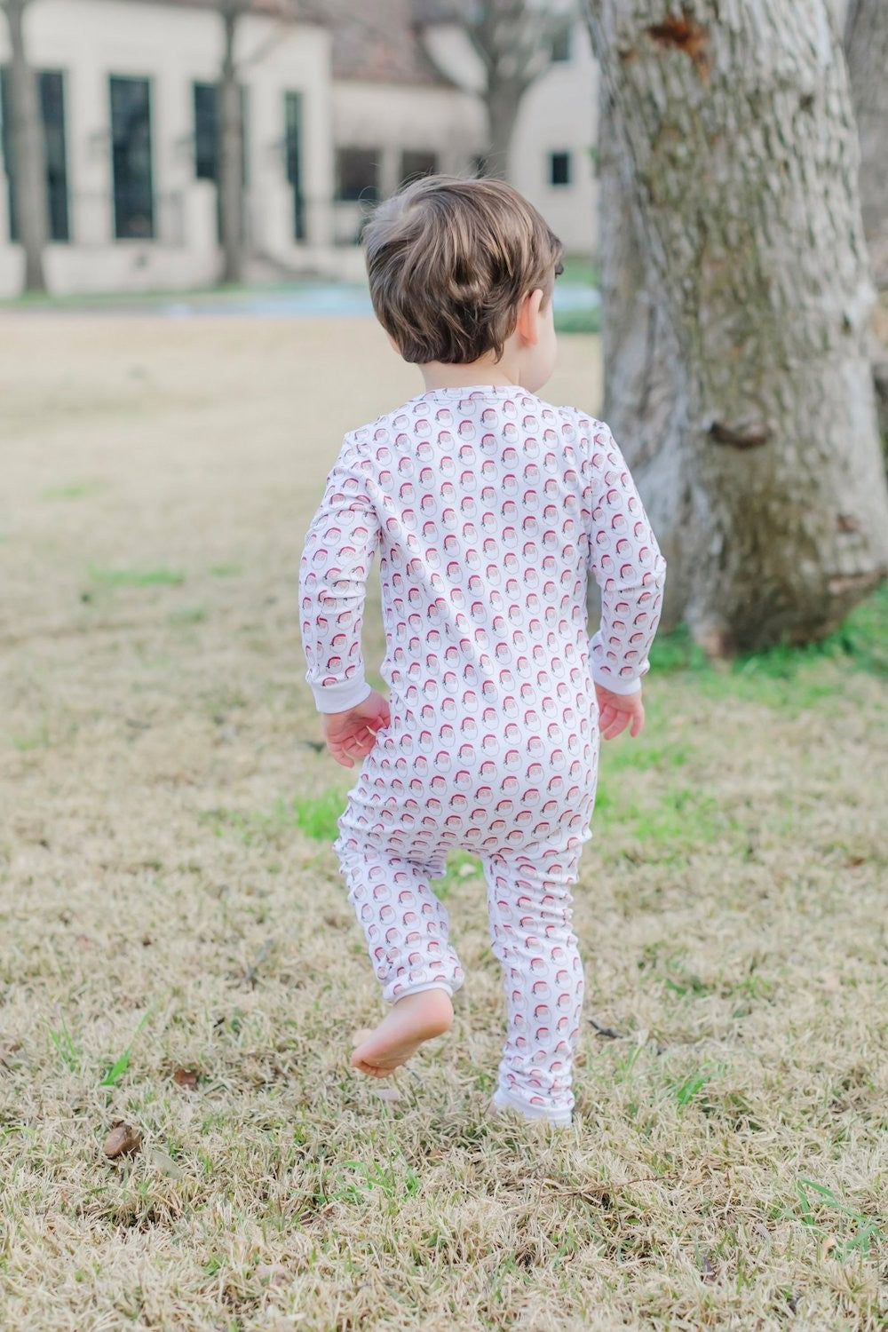 Lila & Hayes Baby Boys Parker Zipper Pajamas - Red Holly Jolly Santa