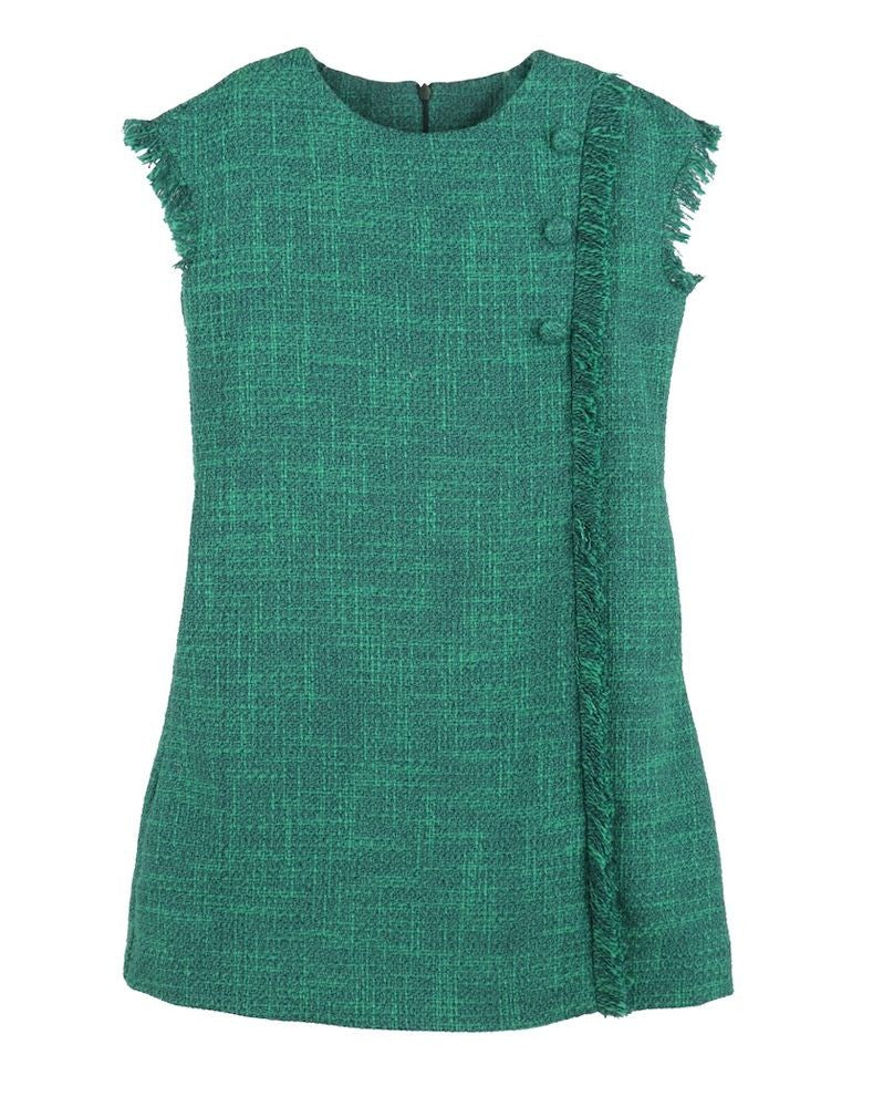 Luli & Me Gabby Girls Linda Shimmer Green Fringe Dress