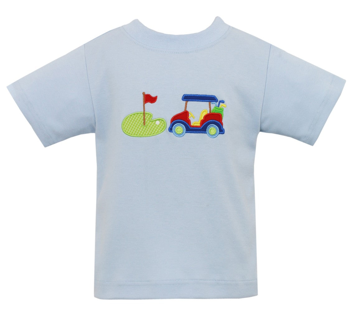 Claire & Charlie Boys Light Blue Tee Shirt - Golf Cart