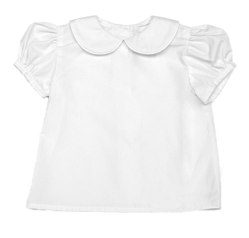 Funtasia Too Girls White Blouse with Piped Peter Pan Collar and Short Puffy Sleeves