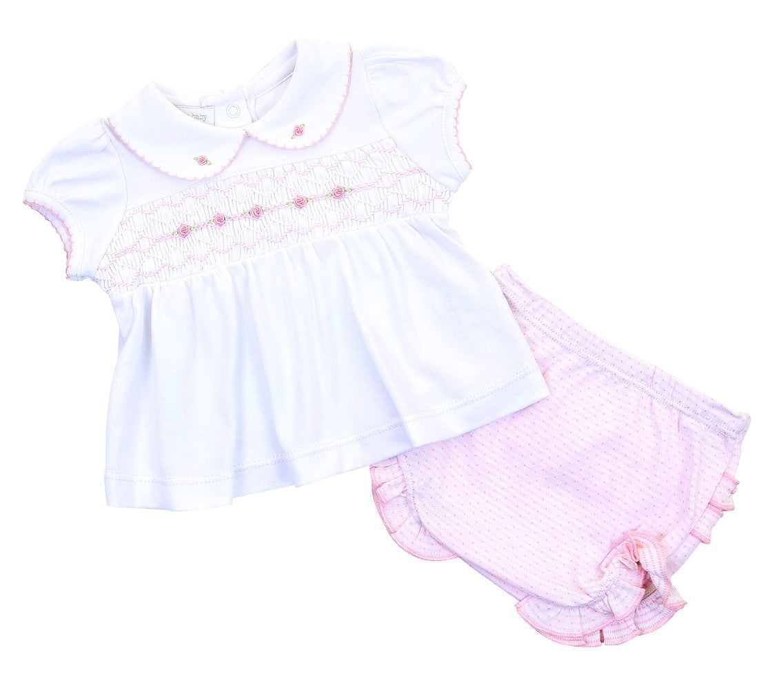 Magnolia Baby Girls Pink Maddy and Michael's Classics Smocked Diaper Set