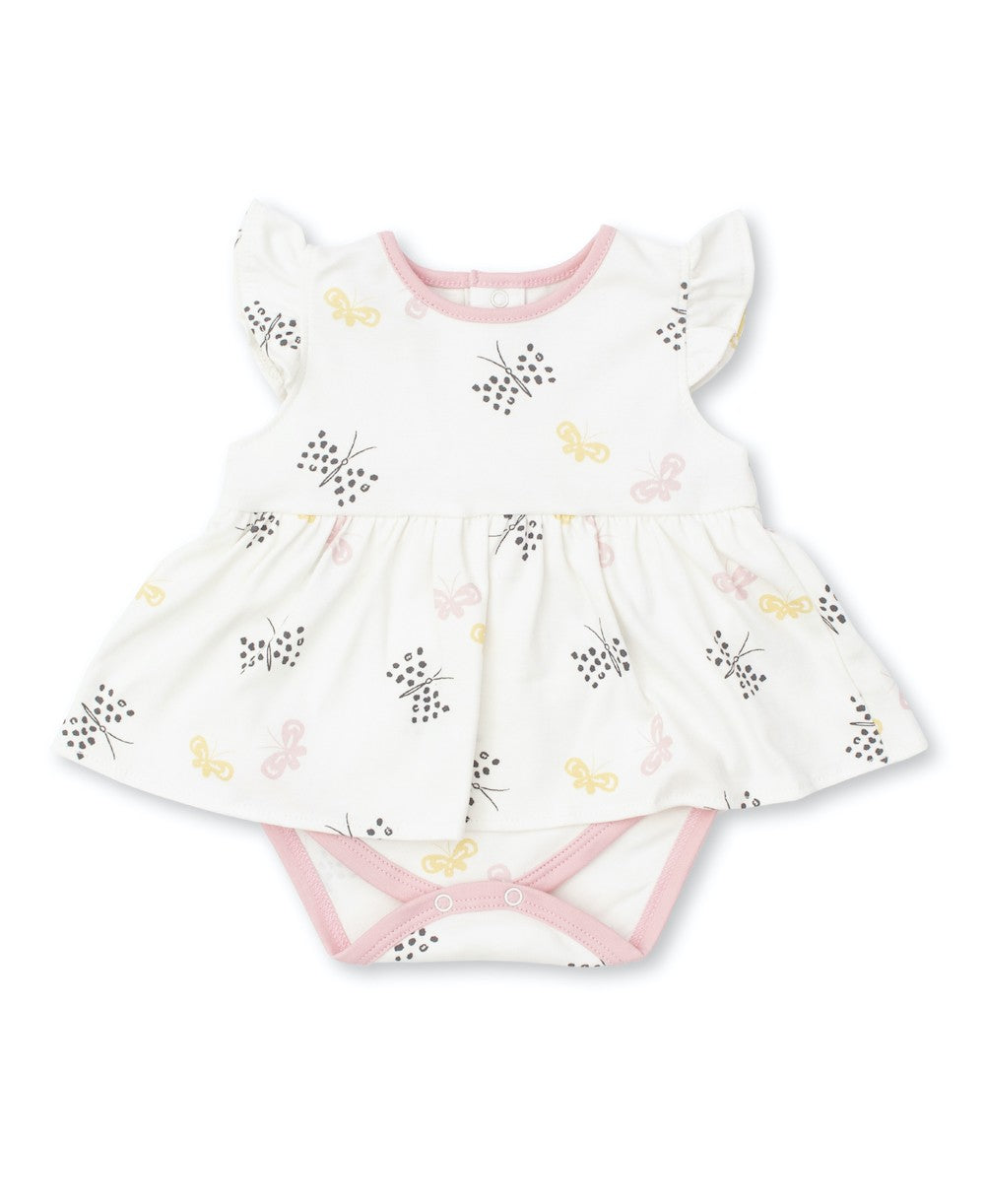 Kissy Kissy Love Baby Girls Pink Trim Butterfly Bodysuit Dress by Kissy Kissy