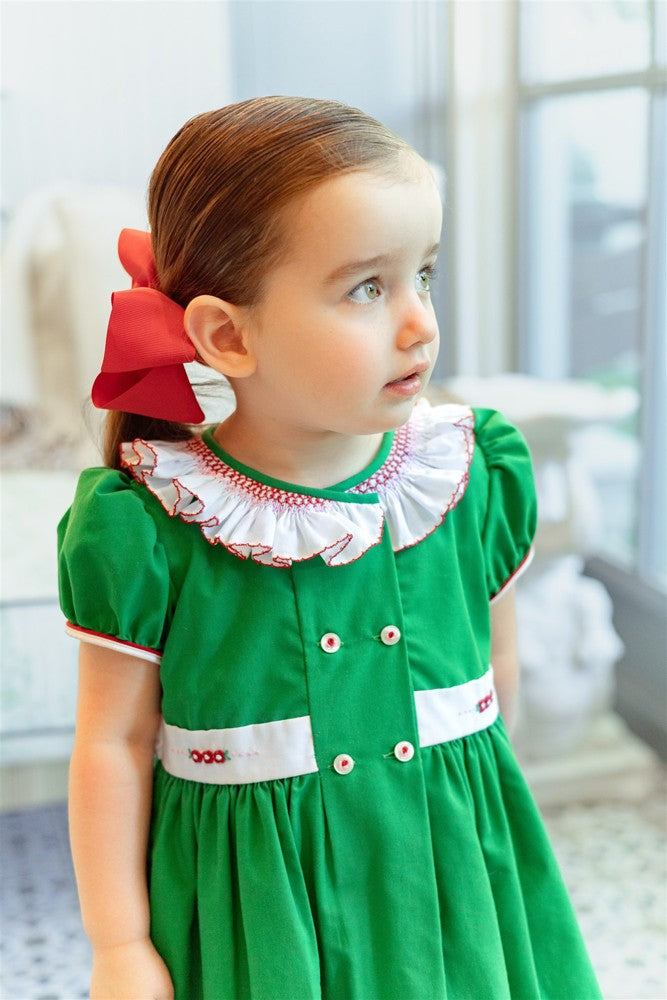 Proper Peony Girls Green Juniper Christmas Dress