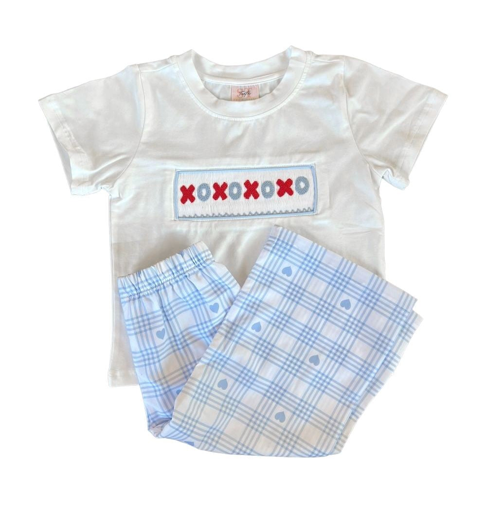 Shop Teeta Toddler Boys Blue Smocked XOXO Pants Set