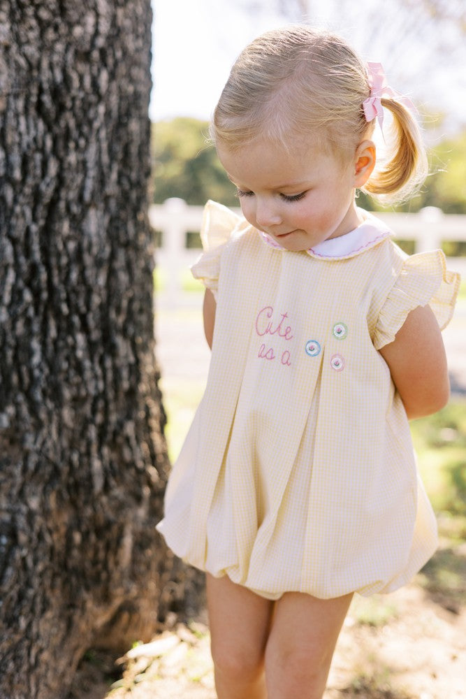 Proper Peony Girls Yellow Check Cute as a Button Bubble