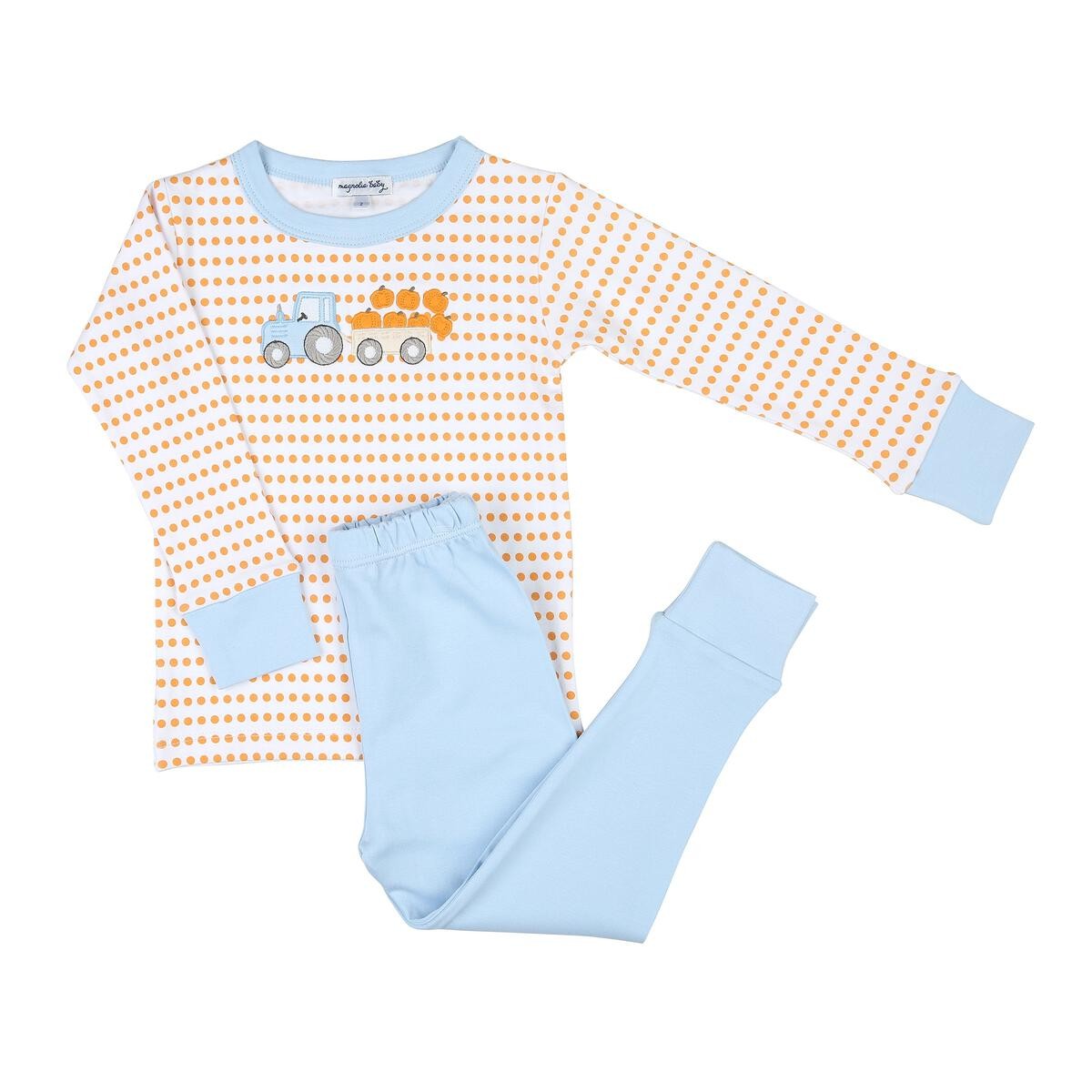 Magnolia Baby Little Boys Happy Harvest Blue & Orange Pumpkin Truck Pajamas