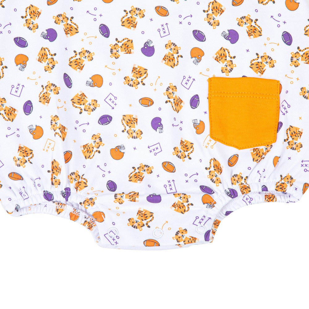 Magnolia Baby Clemson Tigers Orange Printed Sleeveless Boy Bubble