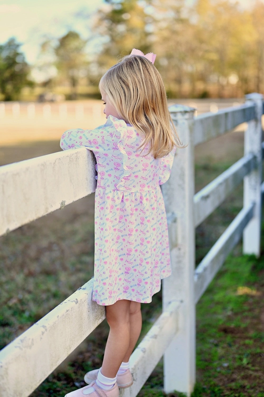 James & Lottie Girls Pink Christmas Sweets Harper Knit Dress
