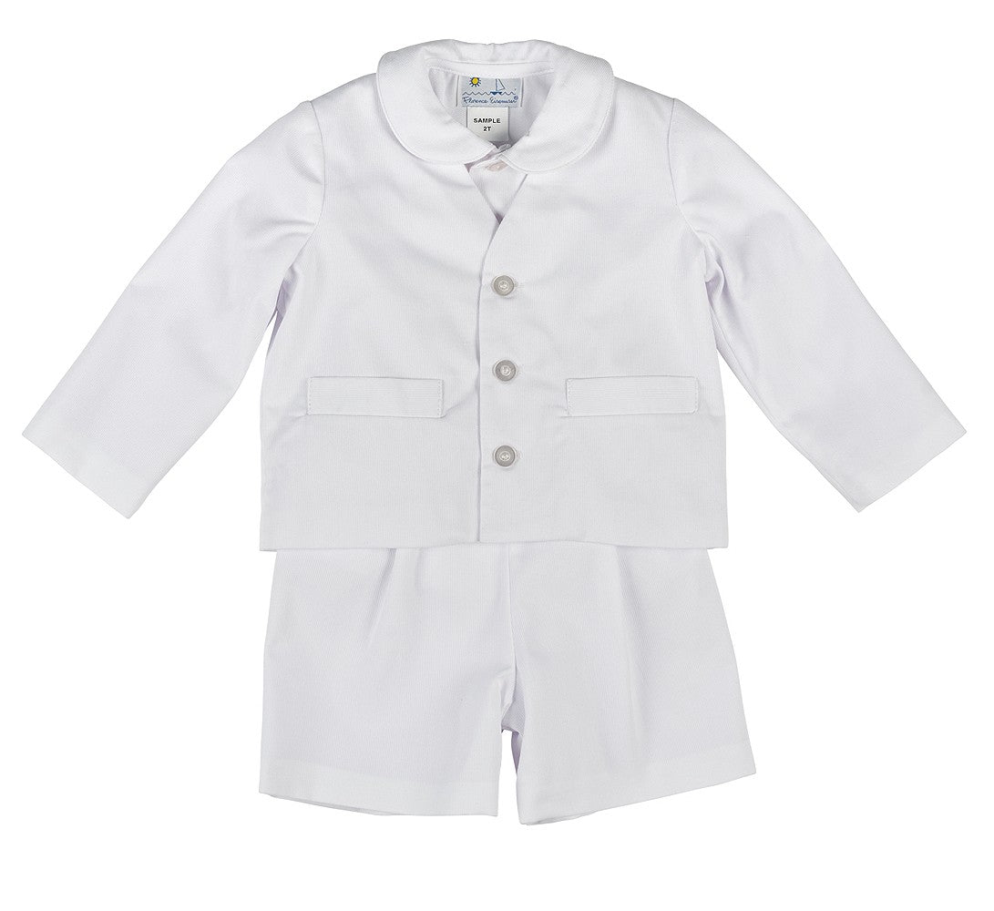 Florence Eiseman Baby Boys White Pique 3 Piece Eton Suit