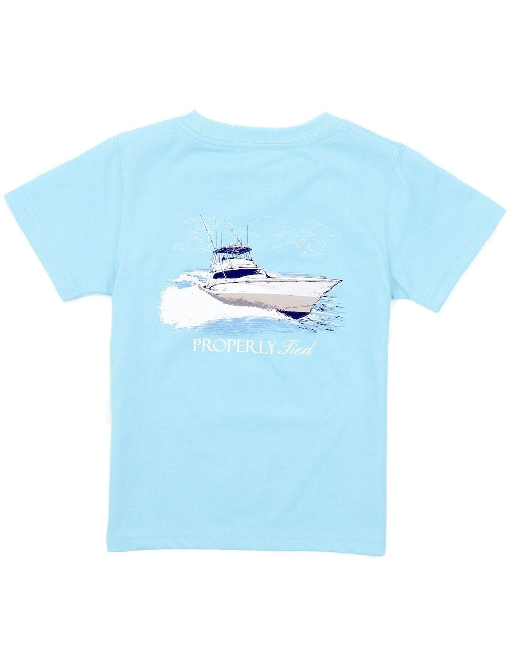 Properly Tied T-Shirt - Logo Pocket on Front - Graphic on Back - Deep Sea on Aqua