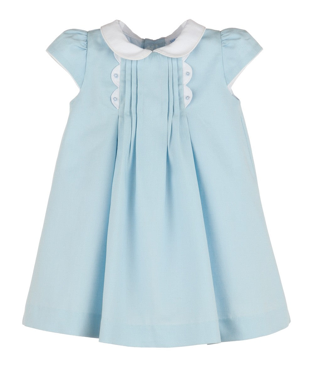 Luli & Me Girls Lovers Linen Dress - Scallop Details - Blue Best Dressed Child Luli & Me Girls Lovers Linen Dress - Scallop Details - Blue Best Dressed Child
