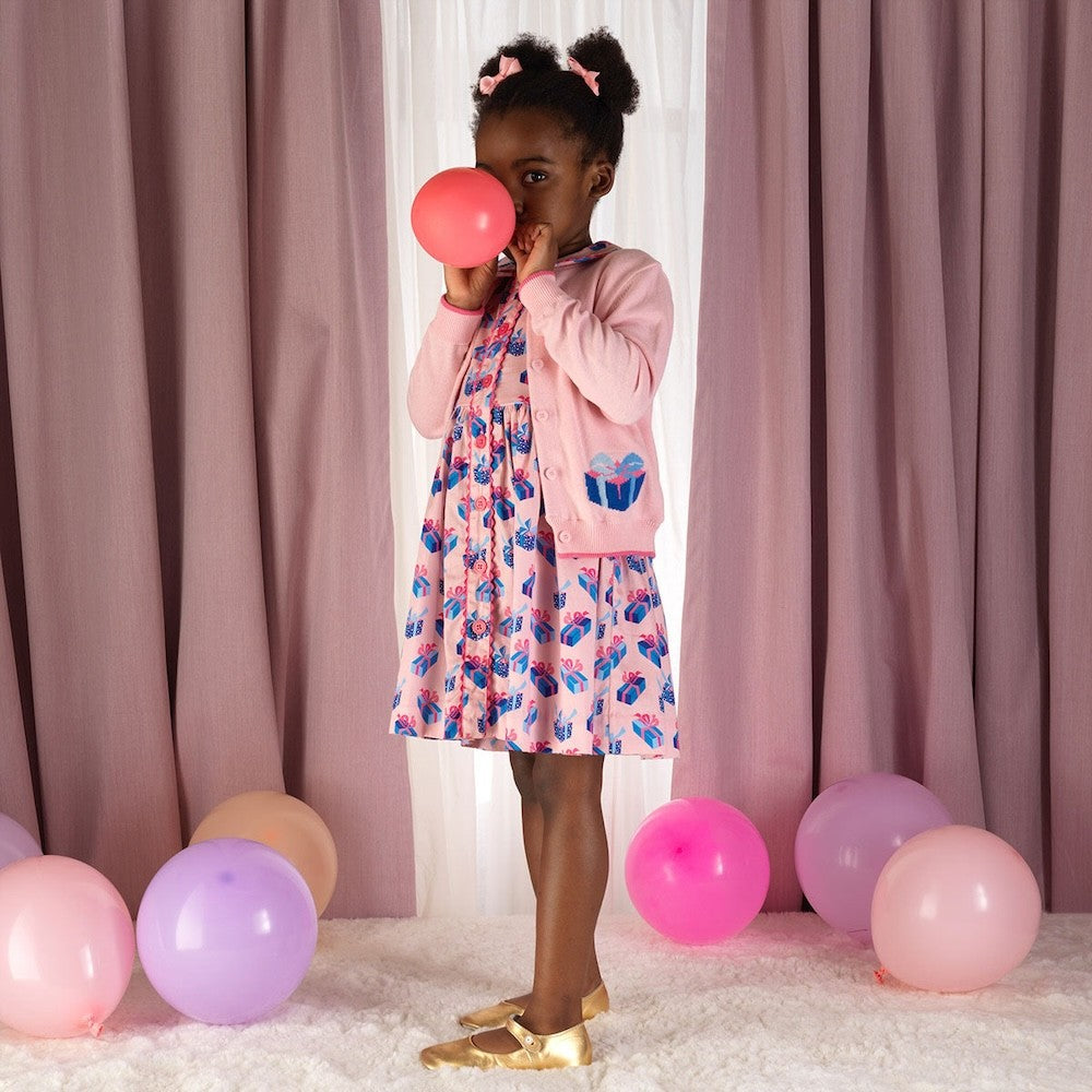 Rachel Riley London Girls Pink Intarsia Cardigan Sweater - Gifts