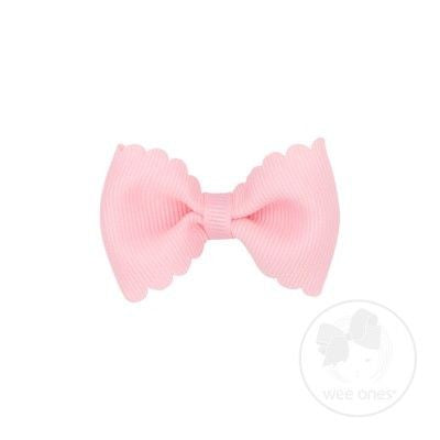 Wee Ones Girls Scallop Edge Bow - Tiny Bow Tie - Light Pink by Wee Ones