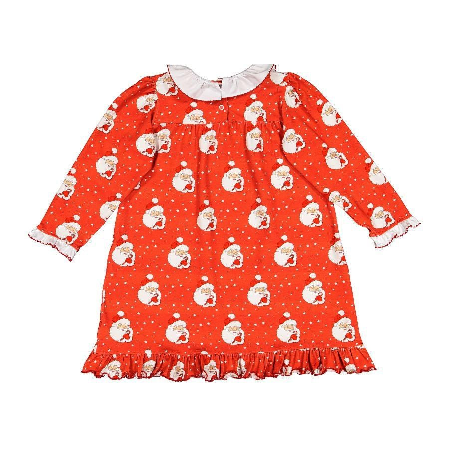 Sal & Pimenta Girls Christmas Nightgown - Red Santa Glows