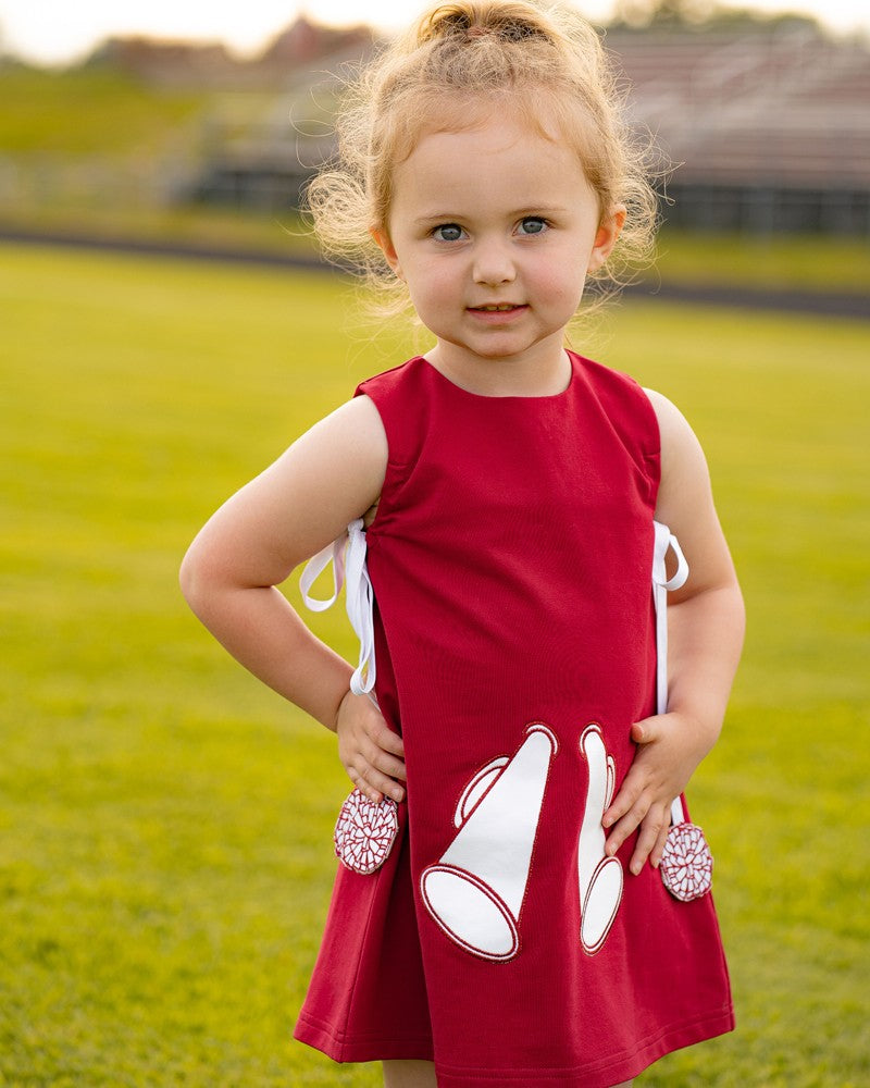 Yellow Lamb Girls Game Day Jumper Cheer Dress - Crimson Burgundy