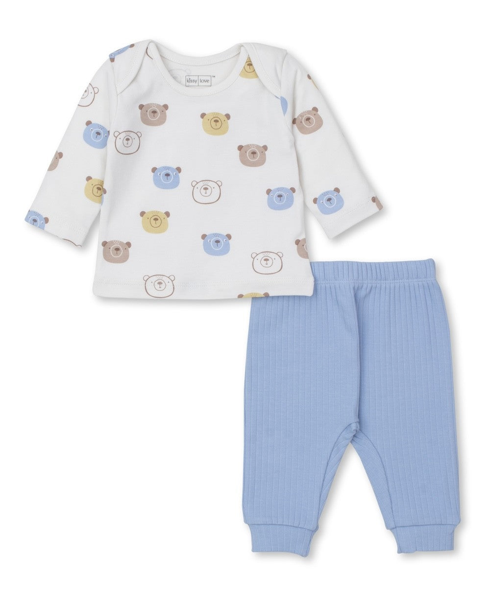 Kissy Kissy Love Baby Boys Pant Set - Blue Teddy Bear Talk