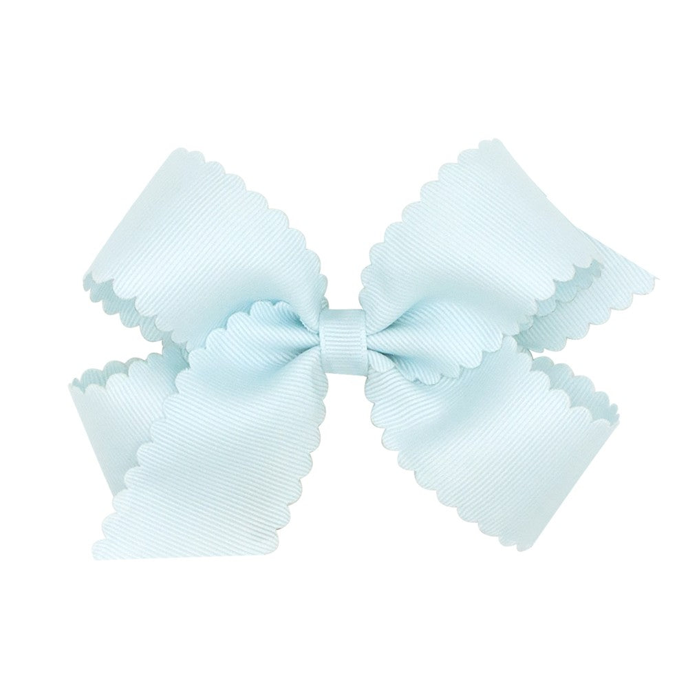 Wee Ones Girls Grosgrain Bow on Clip - Scallop Edge - Vapor Blue