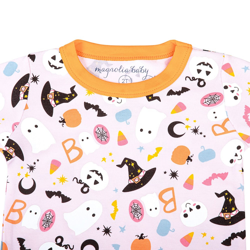 Magnolia Baby Girls A Little Bit Batty Halloween Long Pajamas - Pink
