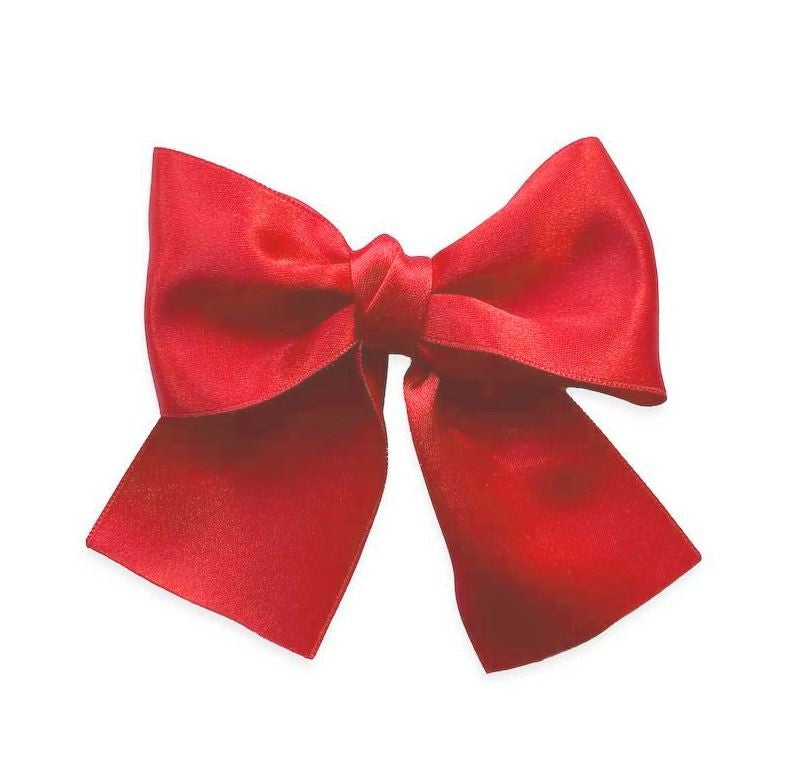 Eva's House Girls Big Sailor Bow on Clip - Satin - Red