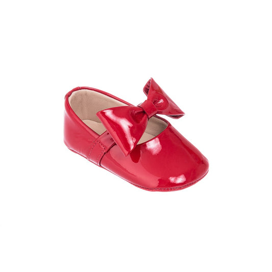 Elephantito Baby Shoes - Girls Ballerina with Bow - Patent Red