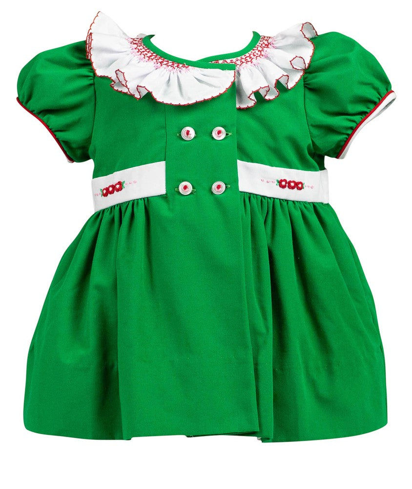 Proper Peony Girls Green Juniper Christmas Dress
