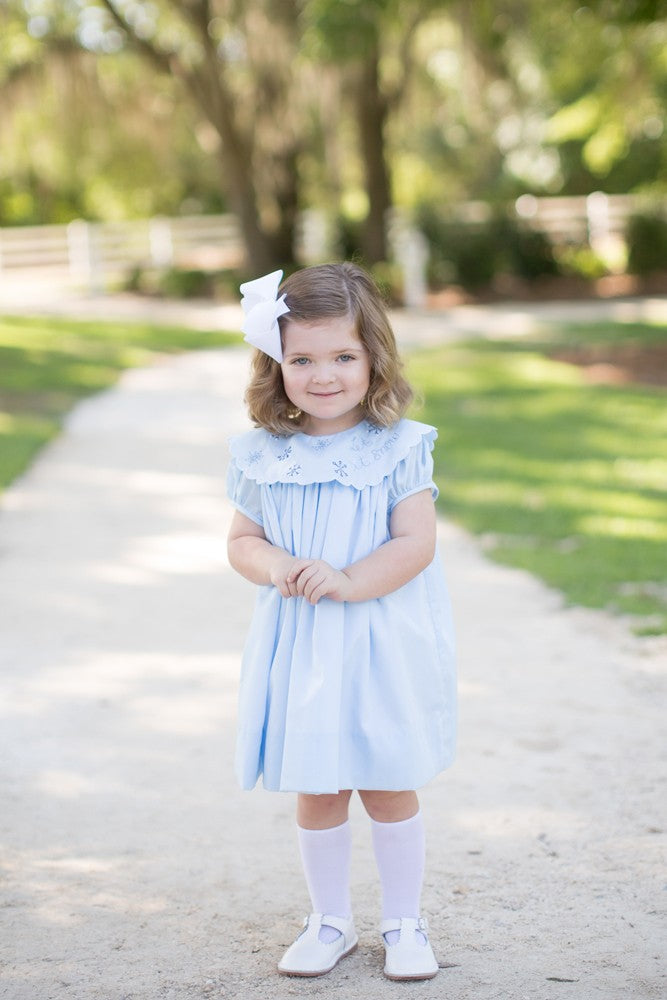 Proper Peony Girls Dress - Blue Let It Snow