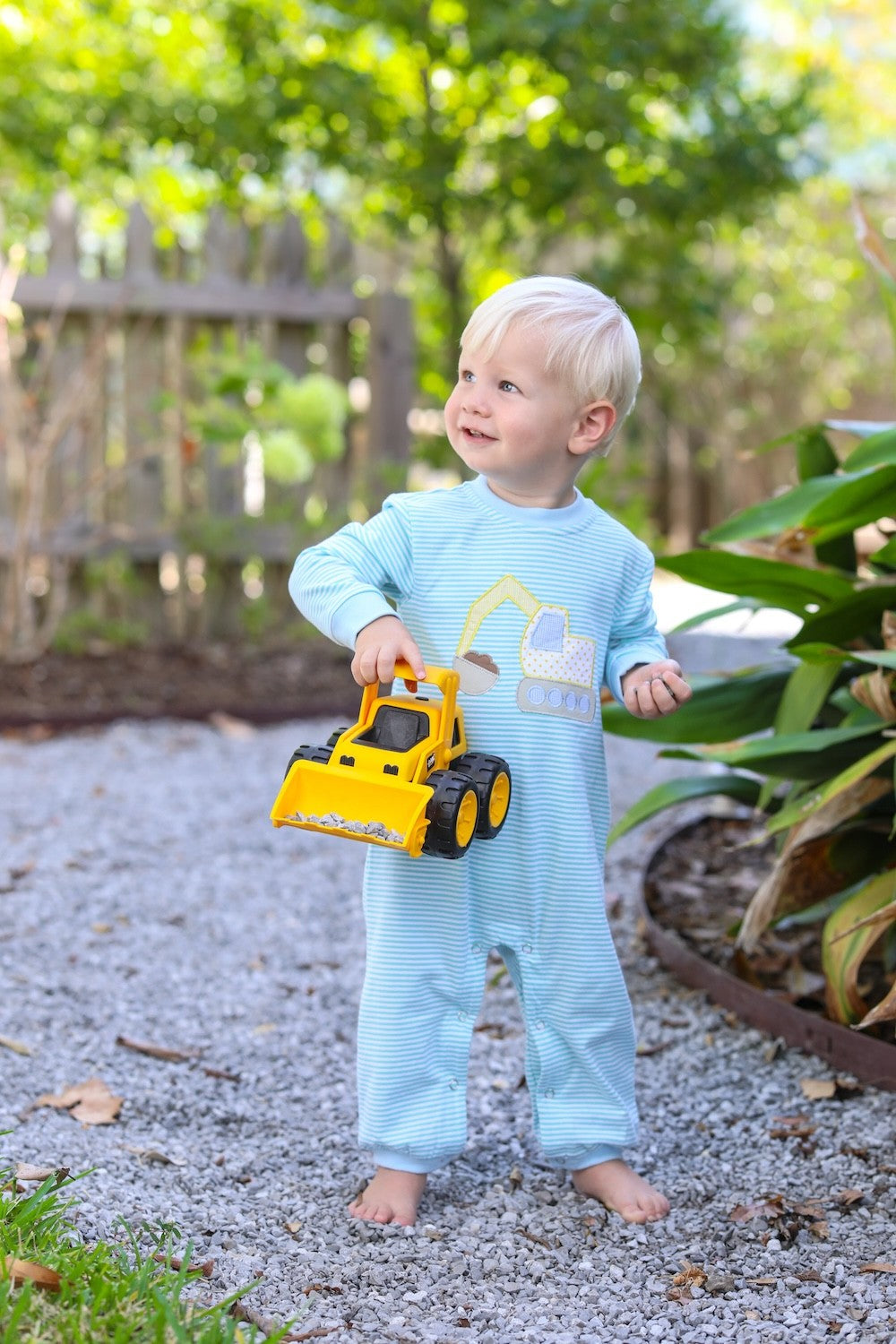 Trotter Street Kids Baby Boys Romper - Construction Truck by Trotter Street Kids