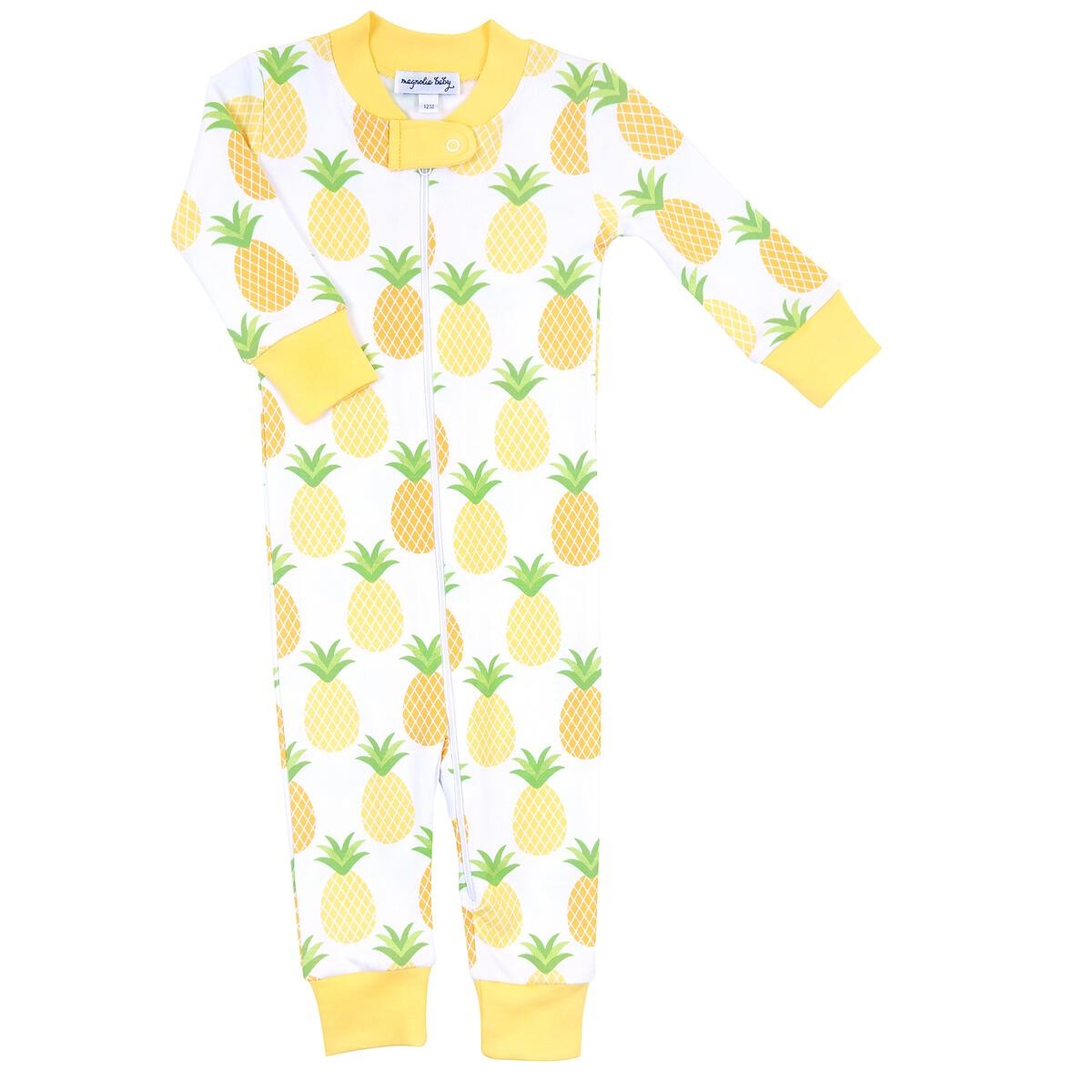 Magnolia Baby Girls Yellow Pineapple Zipped Pajamas