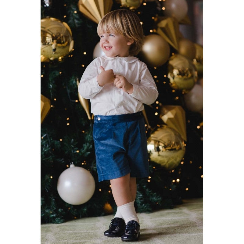 Sal & Pimenta Boys Dressy Shorts - Midnight Blue Velvet