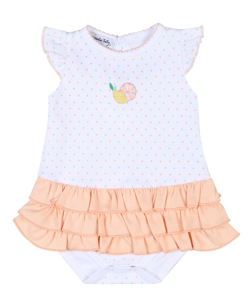 Magnolia Baby Girls Citrus Bouquet Embroidered Ruffle Flutters Bubble